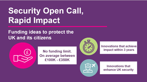 DASA: Open Call: Security Rapid Impact Innovations